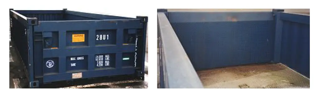 Half-height open-top containers